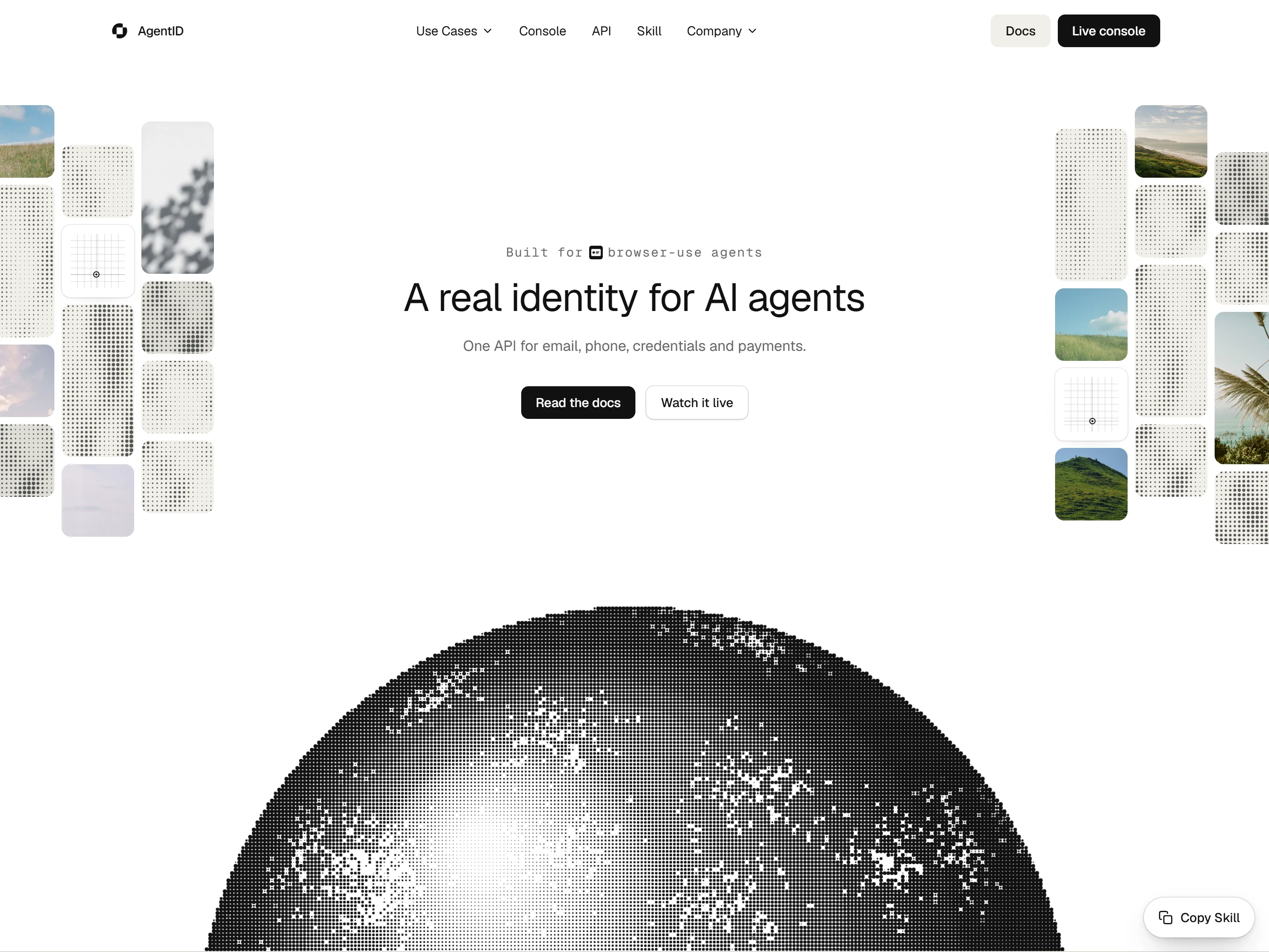 The AgentID landing page