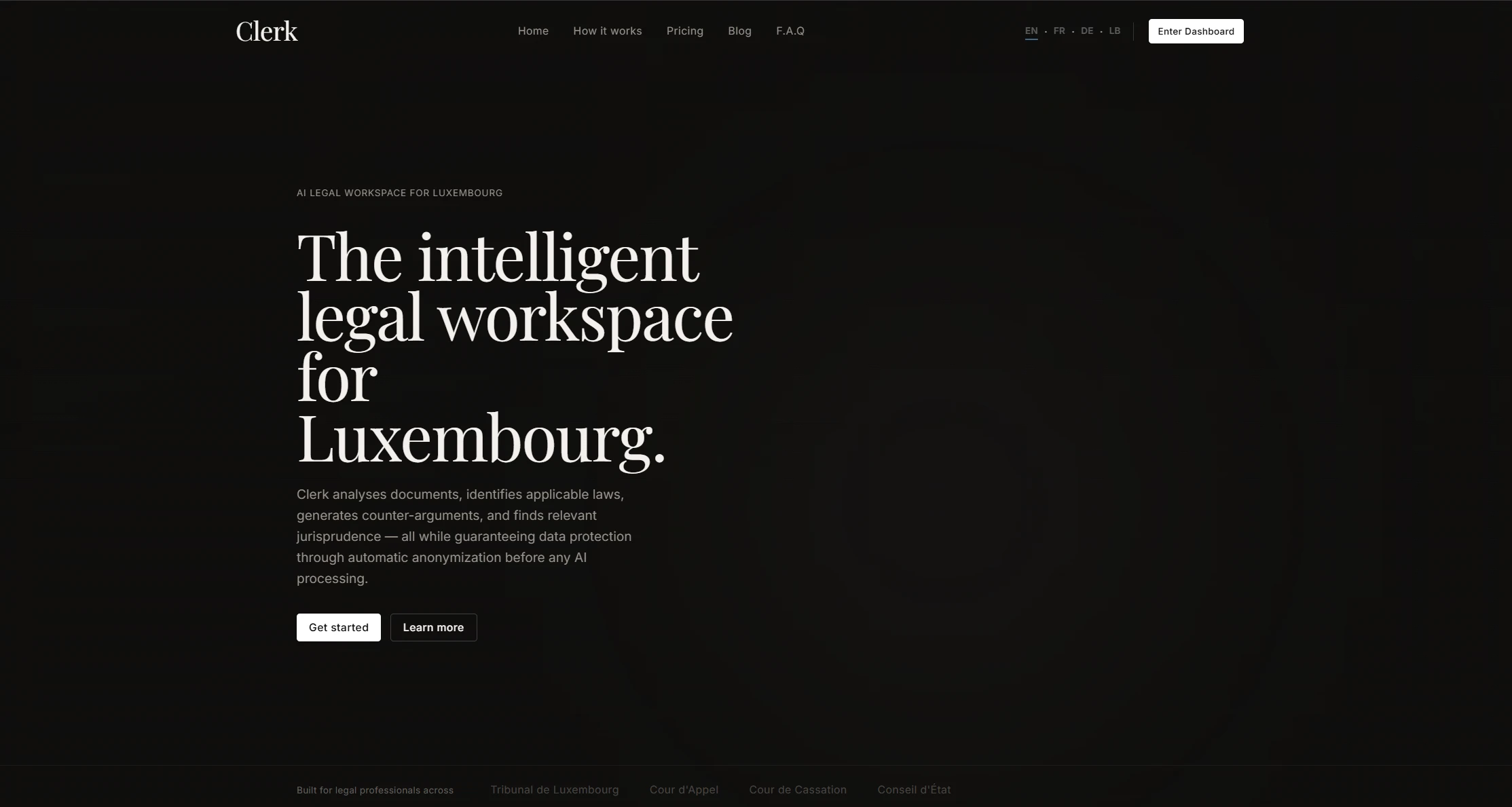 Clerk.lu landing page